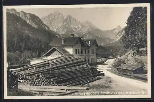 AK Gstatterboden-Gesäuse, Bahnhof und Reichenstein