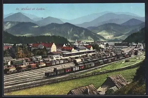 AK St. Michael, Panoramablick mit Bahnhof