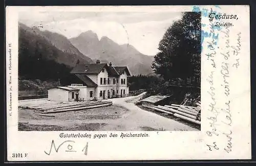 AK Gesäuse /Steiern, Bahnhof Gstatterboden und Reichenstein