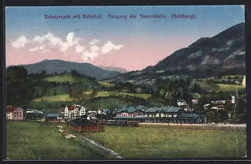 AK Schwarzach /Pongau, Blick auf den Bahnhof