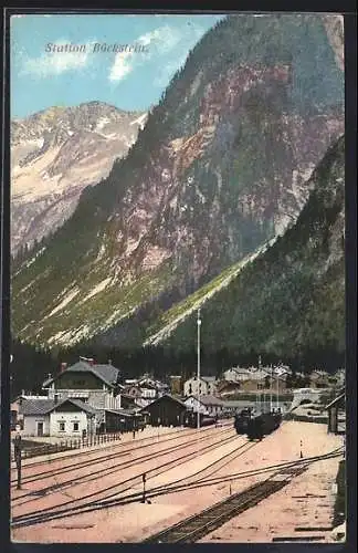 AK Böckstein, Blick über den Bahnhof, Güterwaggons