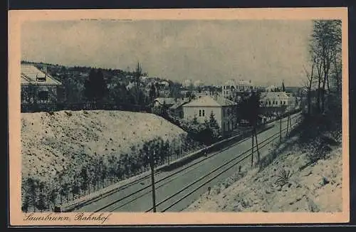 AK Sauerbrunn, Bahnhof im Winter