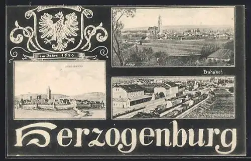 AK Herzogenburg, Bahnhof, Ortsansicht im Jahre 1650