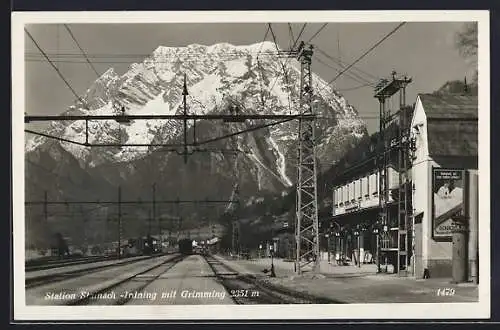 Foto-AK Stainach-Irdning, Bahnhof mit Grimming