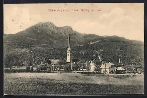 AK Mutters, Bahnhof der Stubaital-Bahn mit Saile