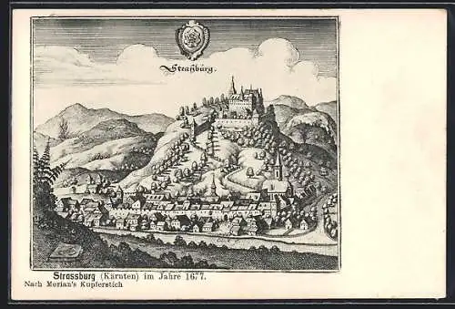 Künstler-AK Strassburg, Totalansicht nach Merian um 1677