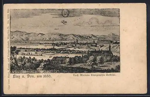 AK Linz a. Don., Ansicht um 1650 nach Merian