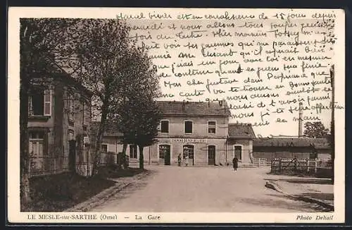 AK Le Mesle-sur-Sarthe, La Gare