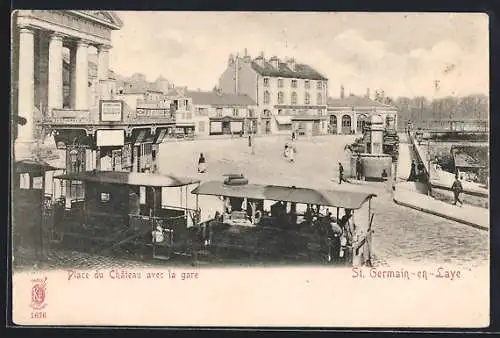 AK St. Germain-en-Laye, Playe du Chateau avec la Gare