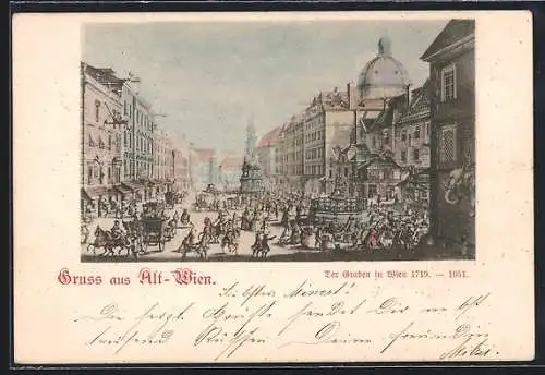 Lithographie Alt-Wien, Der Graben um 1719