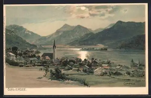 Künstler-AK Edward Theodore Compton: Schliersee, Ortsansicht