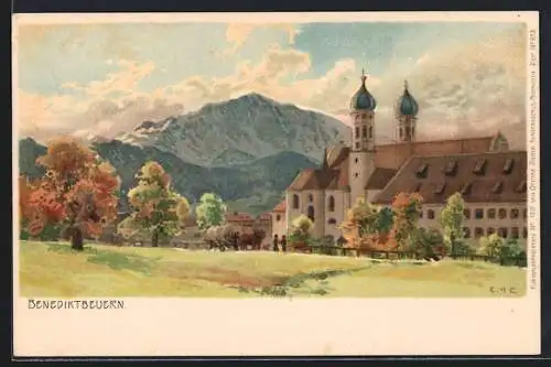 Künstler-Lithographie Edward Harrison Compton: Benediktbeuern, Panorama