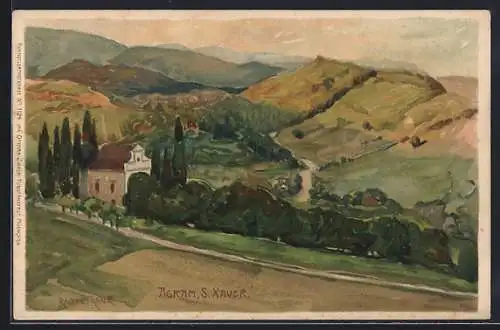 Künstler-AK Raoul Frank: Agram, S. Xaver-Kapelle