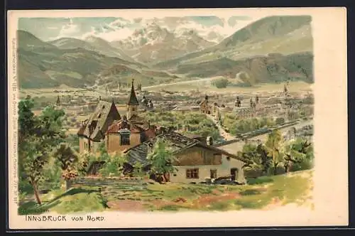 Künstler-AK Edward Theodore Compton: Innsbruck, Totalansicht von Nord