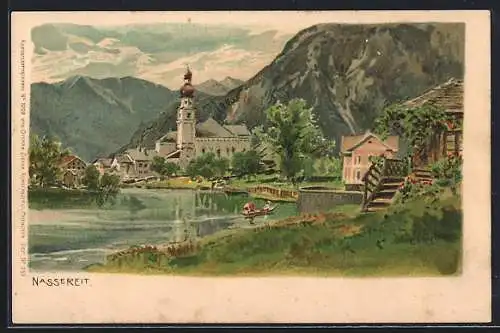 Künstler-AK Edward Theodore Compton: Nassereit, Idyll am Wasser, Blick zur Kirche