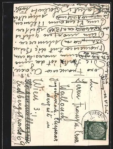 Künstler-AK Handgemalt unsign. Franz Dworschak: Wanderer mit guter Laune auf einer Strasse