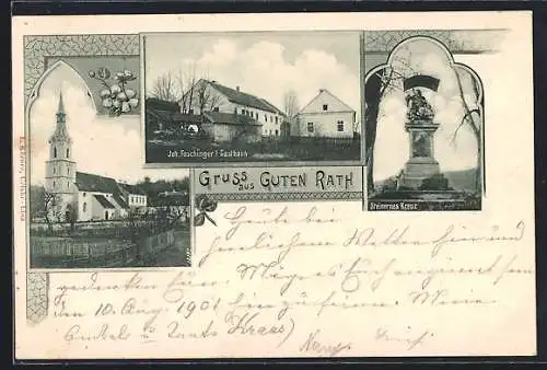 AK Wilhering /O.-Oe., Dörnbach, Gruss aus Guten Rath, Joh. Fischinger`s Gasthaus und Steinernes Kreuz