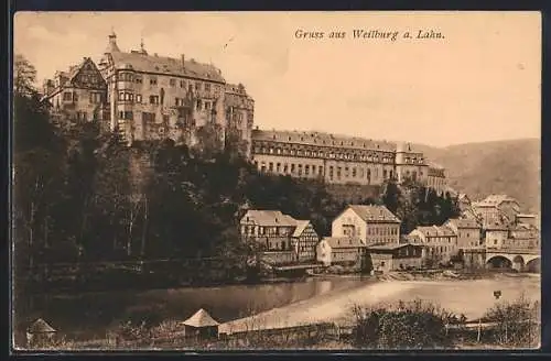 AK Weilburg a. Lahn, Ortsansicht mit Schloss