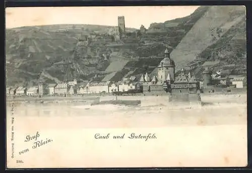 AK Caub /Rhein, Ortsansicht mit Gutenfels