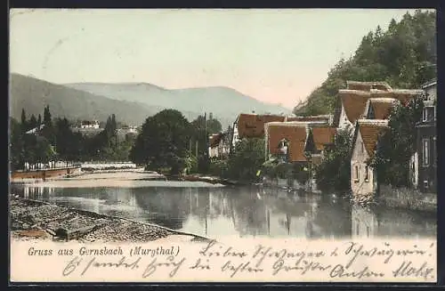 AK Gernsbach im Murgtal, Teilansicht an der Murg