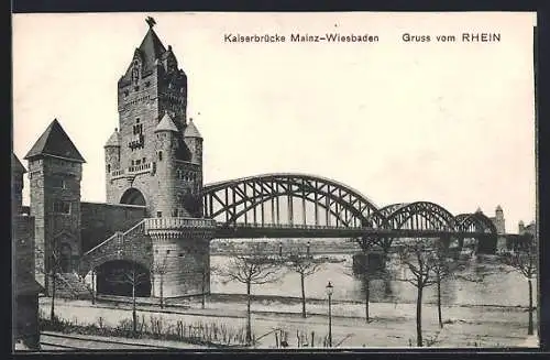 AK Mainz, an der Kaiserbrücke