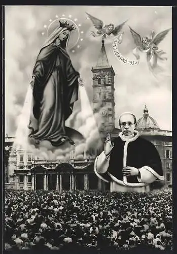 AK Papst Pius XII. mit Madonna und Engeln