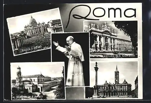 AK Roma, Pius XII., Piazza S. Pietro, Basilica di S. Paolo, Basilica di S. Giovanni