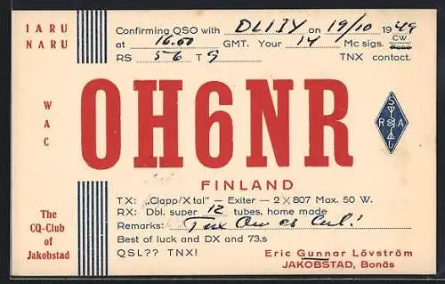 AK Finnland, Radio DL1iY, Station OH6NR