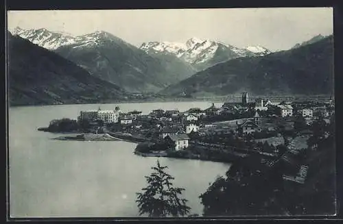 AK Zell am See, Ortsansicht gegen den Tauern