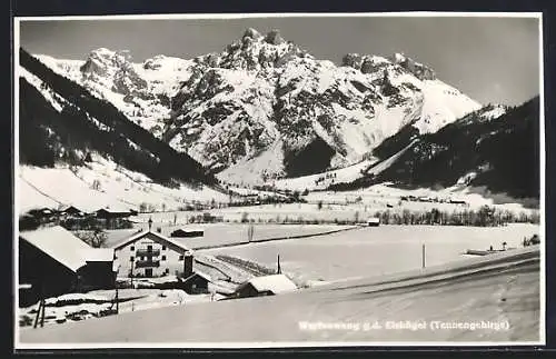 AK Werfenweng, verschneite Ortsansicht g. d. Eiskögel (Tennengebirge)