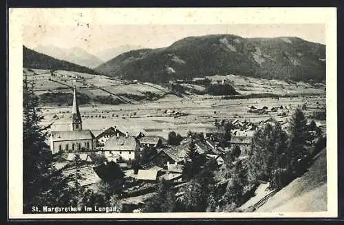 AK St. Margarethen im Lungau, Totalansicht von einem Berg aus