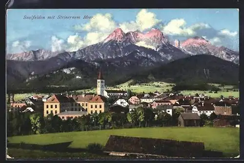 AK Saalfelden, Ortsansicht mit Steinernem Meer