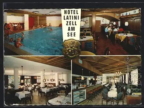 AK Zell am See, Hotel Latini in vier Ansichten