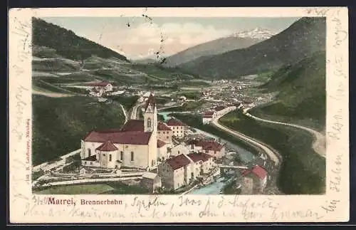 AK Matrei /Brennerbahn, Teilansicht mit Kirche