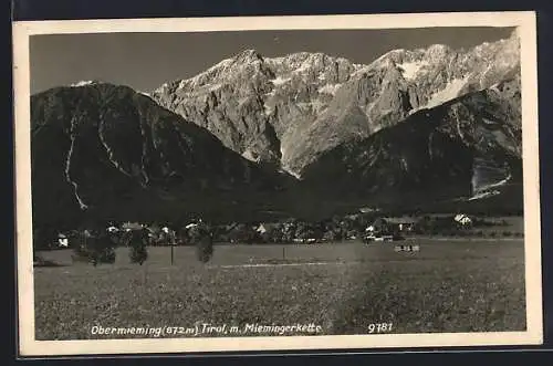 AK Obermieming /Tirol, Gesamtansicht mit Miemingerkette