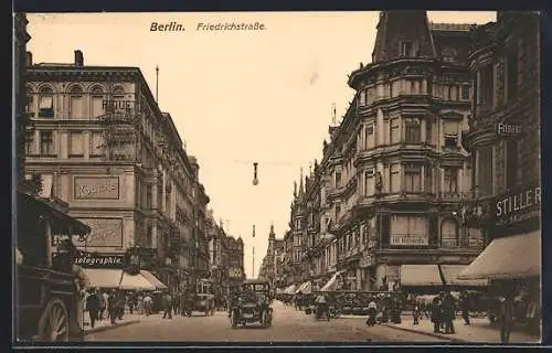 AK Berlin, Friedrichstrasse mit Geschäften