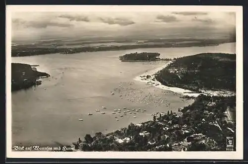 AK Berlin-Wannsee, Panorama mit Havel, Fliegeraufnahme