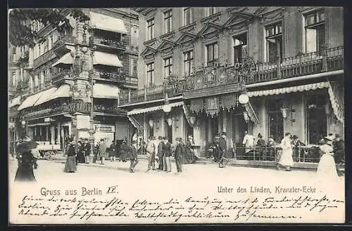 AK Berlin, Unter den Linden am Kranzler-Eck, Cafe Bauer, Passanten