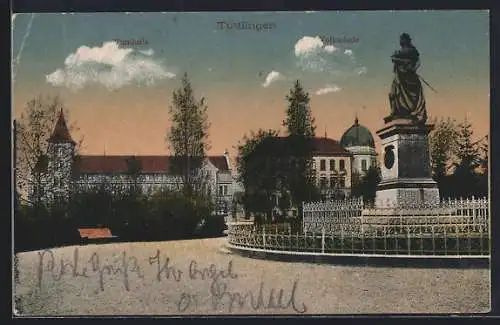 AK Tuttlingen, Turnhalle, Volksschule, Schneckenburger Denkmal