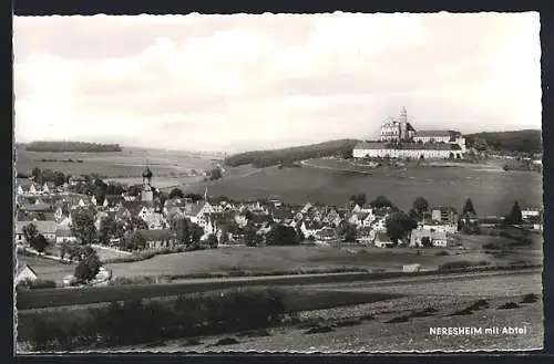 AK Neresheim, Teilansicht mit Abtei