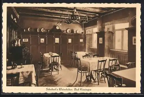 AK Bad Kissingen, Schubert`s Weinstuben, Speisezimmer, Kirchgasse 2