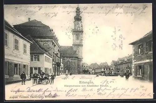 AK Erlangen, Hauptstrasse mit Altstädter Kirche