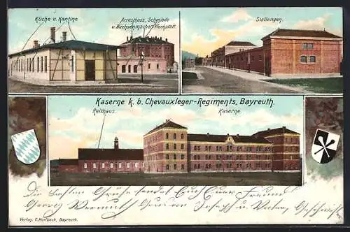 AK Bayreuth, Kaserne k. b. Chevauxleger-Regiment, Stallungen, Reithaus und Schmiede