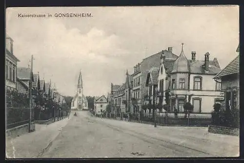 AK Gonsenheim, Kaiserstrasse mit Kirche