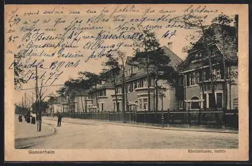 AK Gonsenheim, Rheinstrasse, rechts, mit Villen