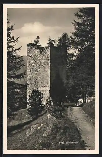 AK Pontresina, Turmruine mit Weg