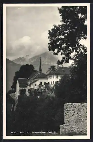 AK Altdorf, Kapuzinerkloster mit Bergblick