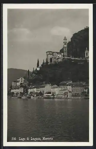 AK Morcote /Lago di Lugano, Ortsansicht vom Wasser aus