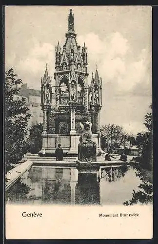 AK Genève, Monument Brunswick mit Besucher