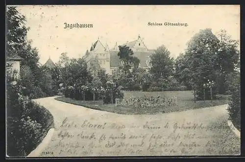 AK Jagsthausen, Schloss Götzenburg mit Garten